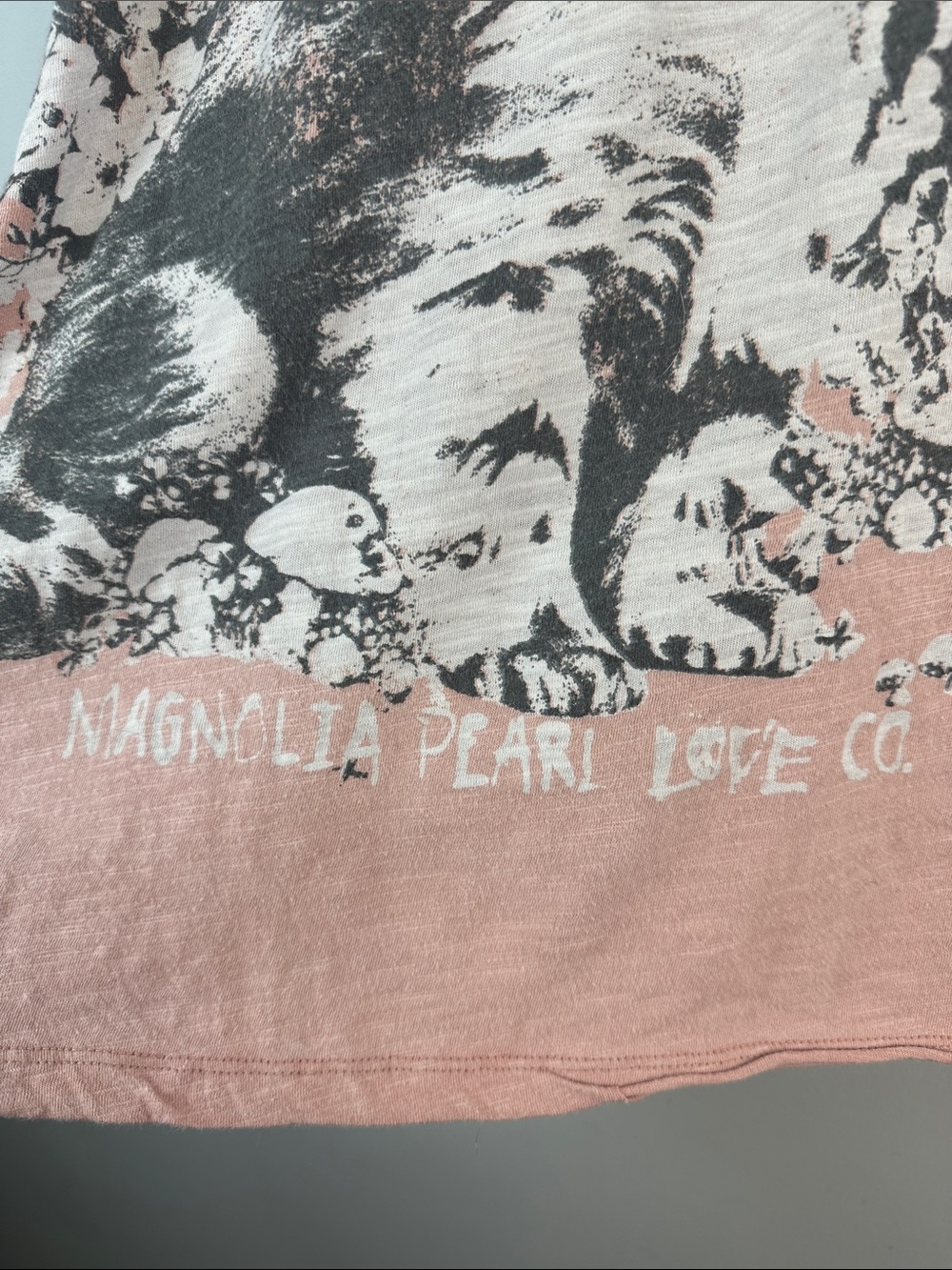 Magnolia Pearl Spread Love Cat Oversized Tee in Mollu Pink Distressed Cotton OS - Picture 7 of 16